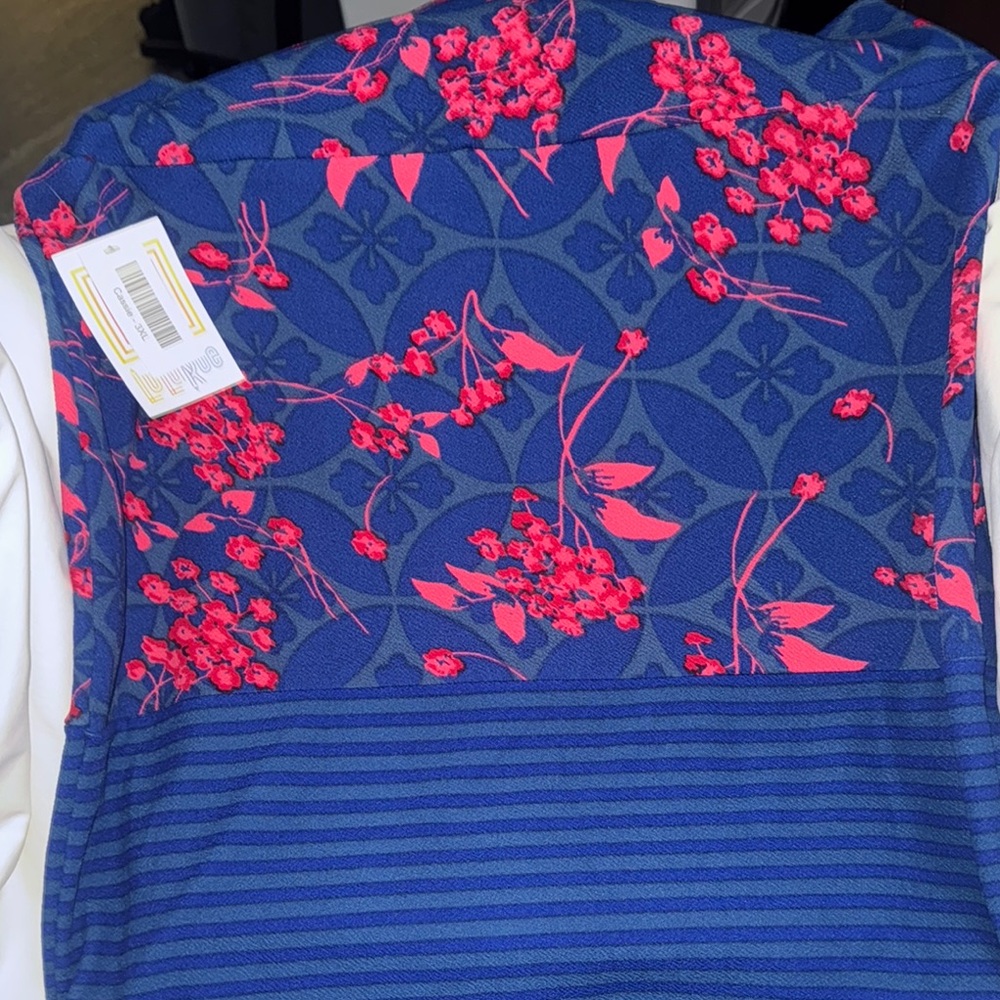 LuLaRoe NWT Floral Blue and Pink Women's Midi Skirt - Picture 4 of 6